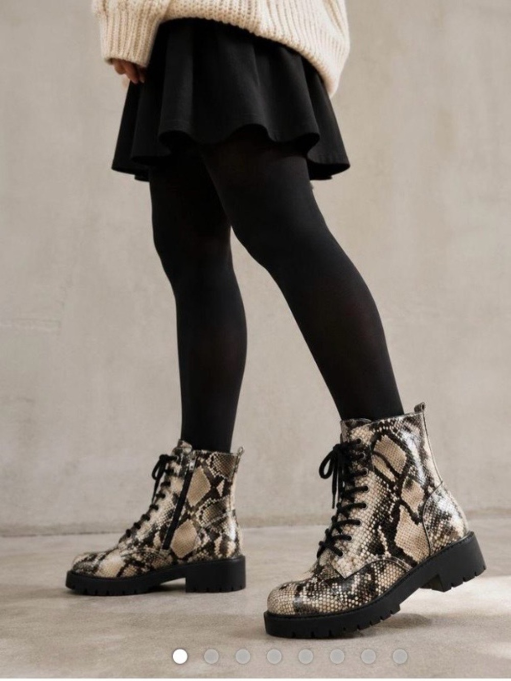 Bamboo Snakeskin Platform Lug Sole Combat Boot…size 6